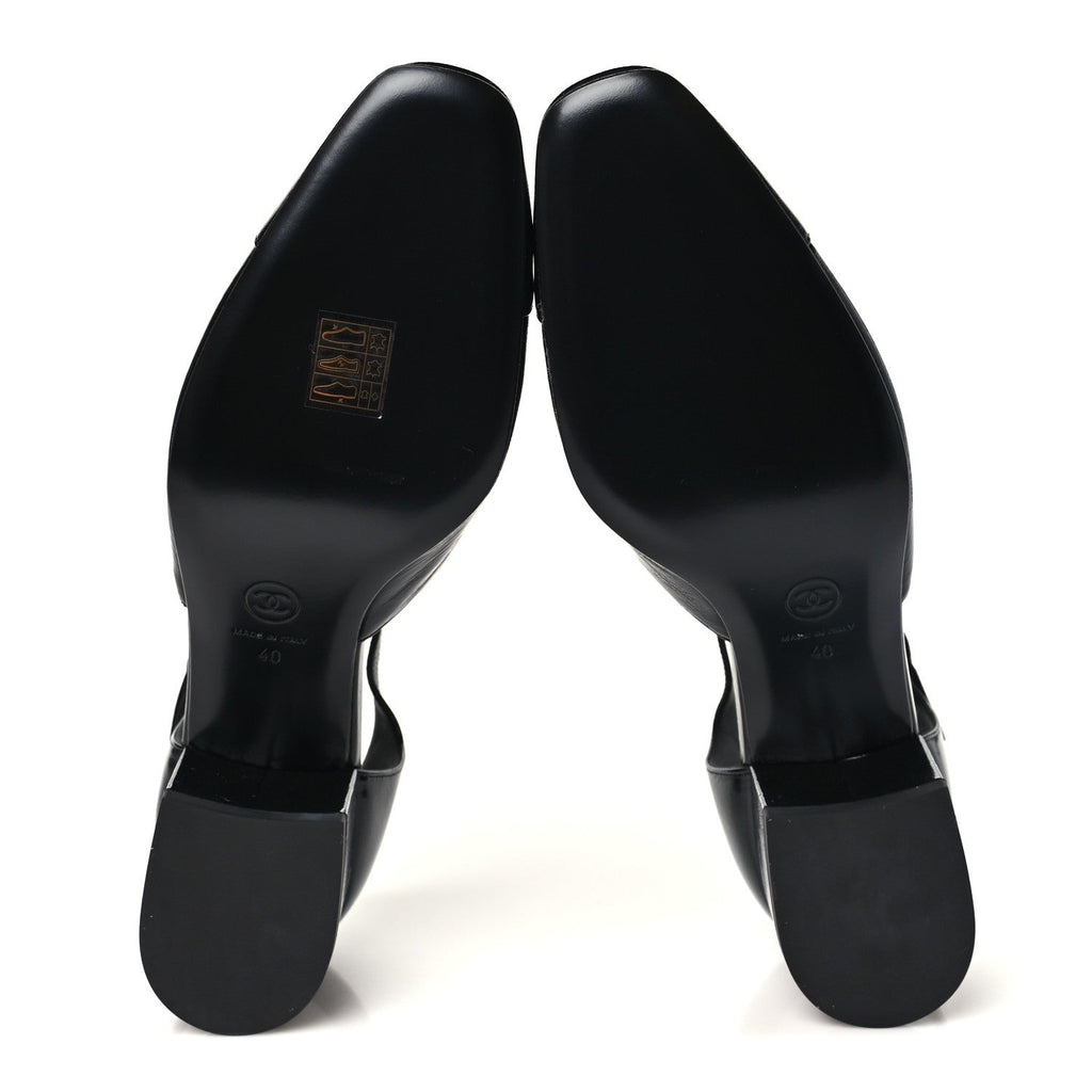 Shiny Lambskin CC Cap Toe Mary Janes Pumps 40 Black