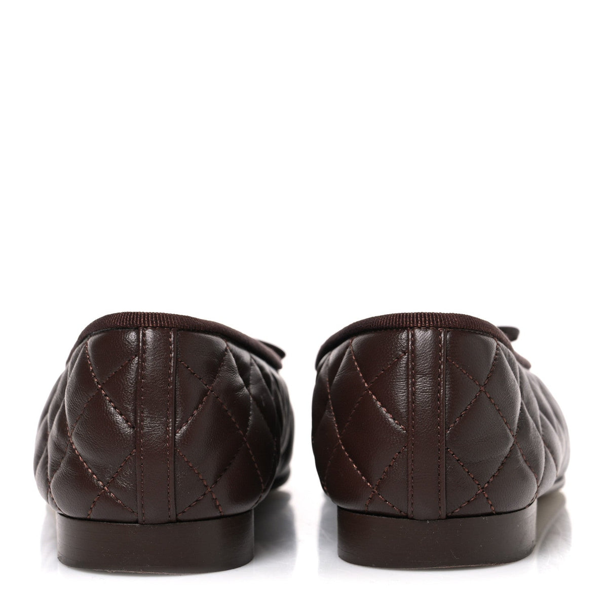 Lambskin Quilted CC Cap Toe Ballerina Flats 36.5 Dark Brown