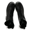 Calfskin Cap Toe Lace Up Combat Boots 40.5 Black