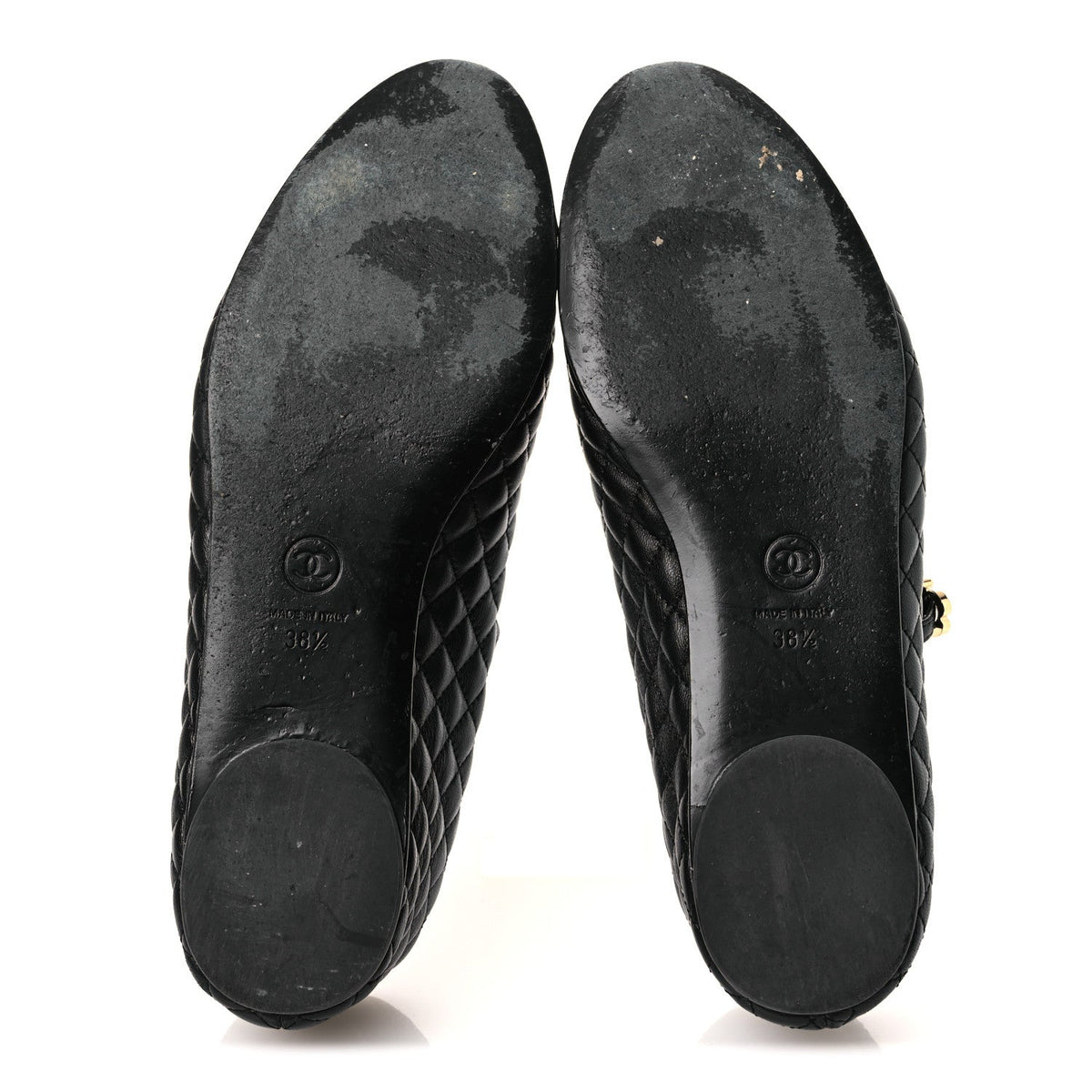 Lambskin Quilted Mary Jane Flats 38.5 Black