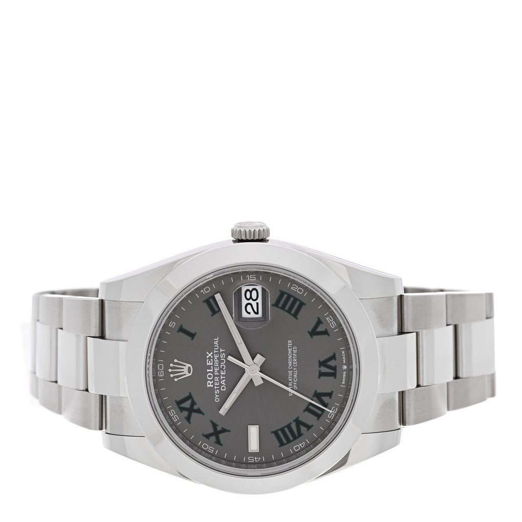 Stainless Steel 41mm Oyster Perpetual Wimbledon Datejust Watch Slate 126300