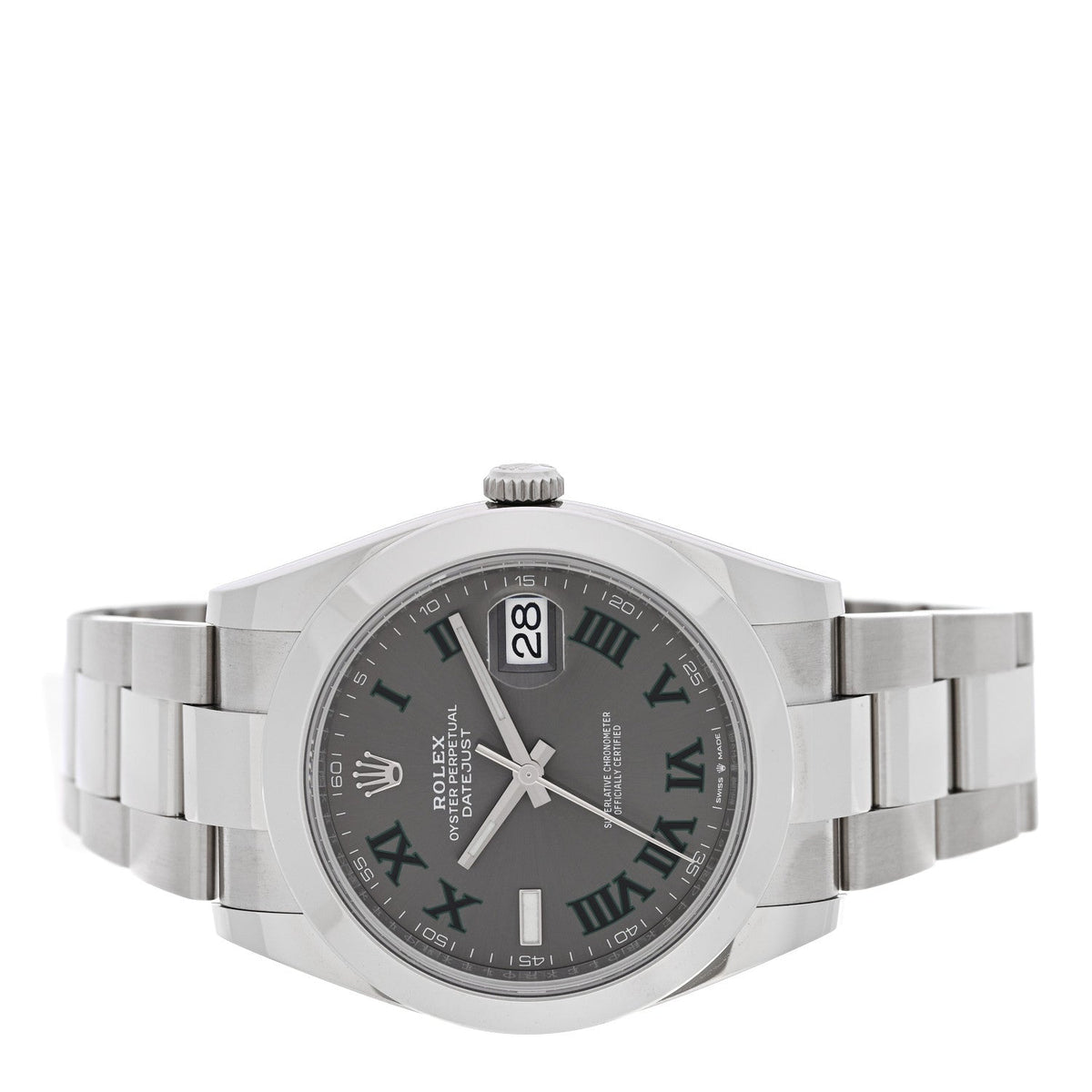 Stainless Steel 41mm Oyster Perpetual Wimbledon Datejust Watch Slate 126300