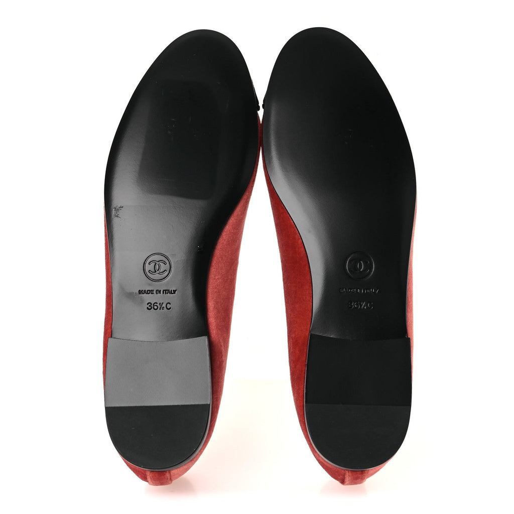 Velvet Cap Toe CC Ballerina Flats 36.5 Dark Pink Black