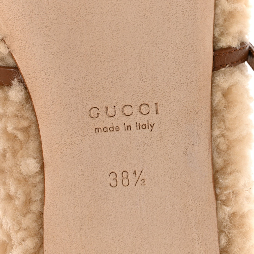 Shearling Horsebit Ballet Flats 38.5 Beige