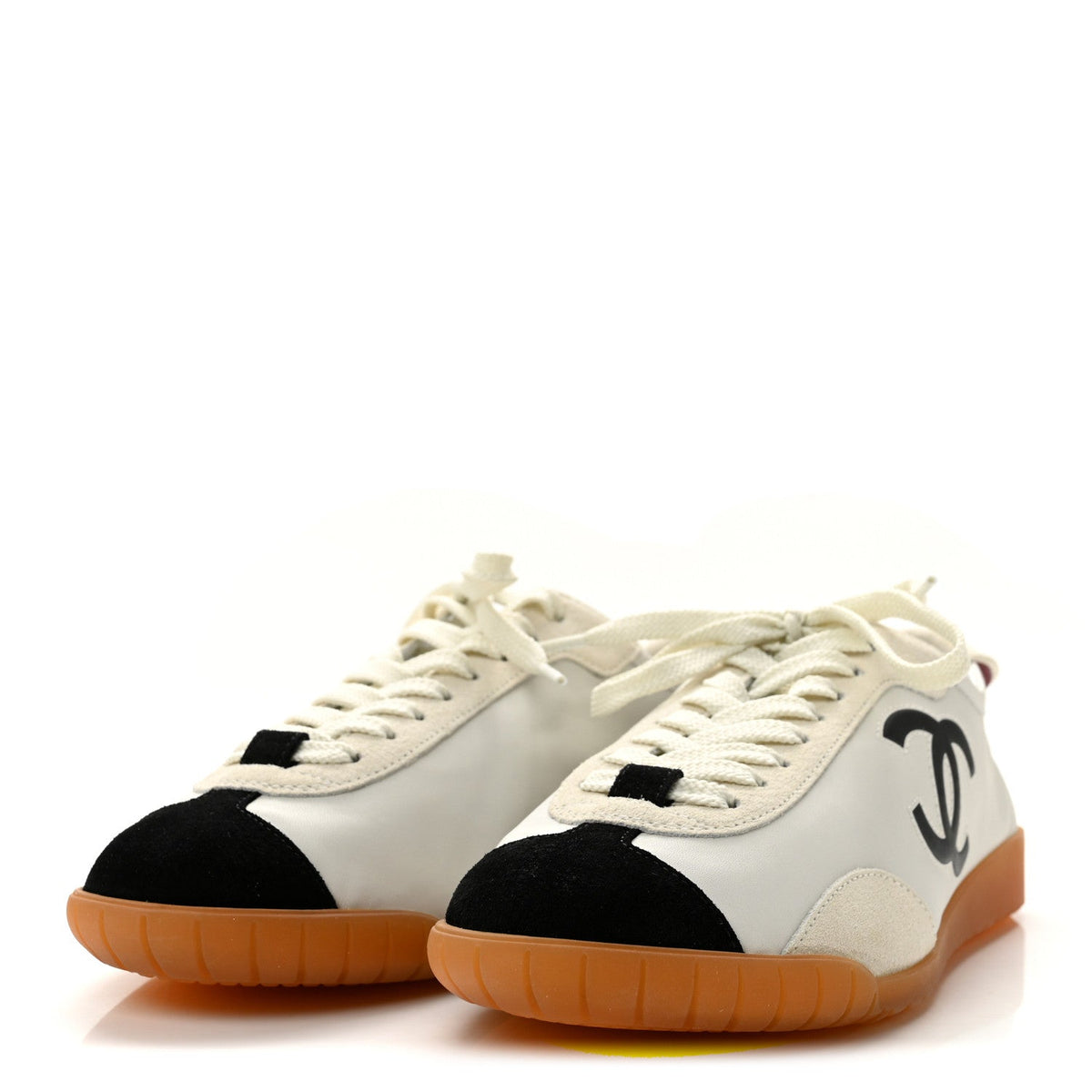 Calfskin Embossed Suede Sneakers 38.5 White Black