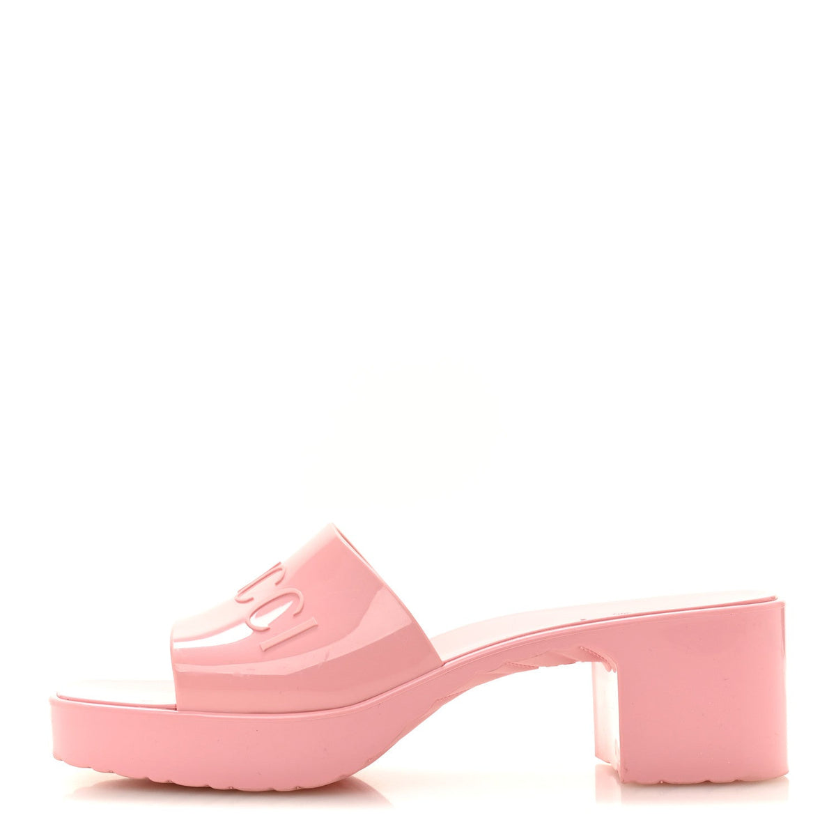 Rubber Gucci Logo Womens Platform 20/60mm Slide Sandals 38 Wild Rose