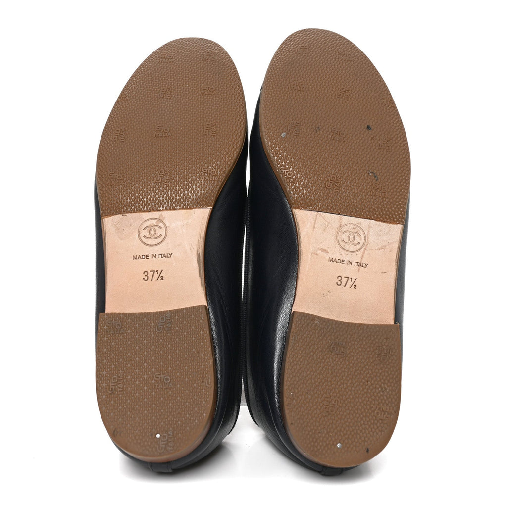 Goatskin CC Cap Toe Ballerina Flats 37.5 Dark Blue