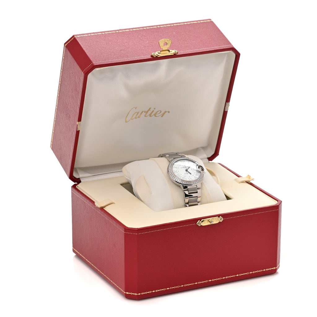 Stainless Steel Diamond Bezel 33mm Ballon Bleu De Cartier Automatic Watch Blue