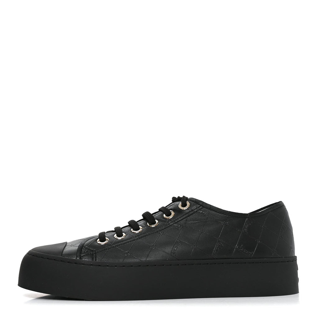 Lambskin Printed Logo Sneakers 41 Black