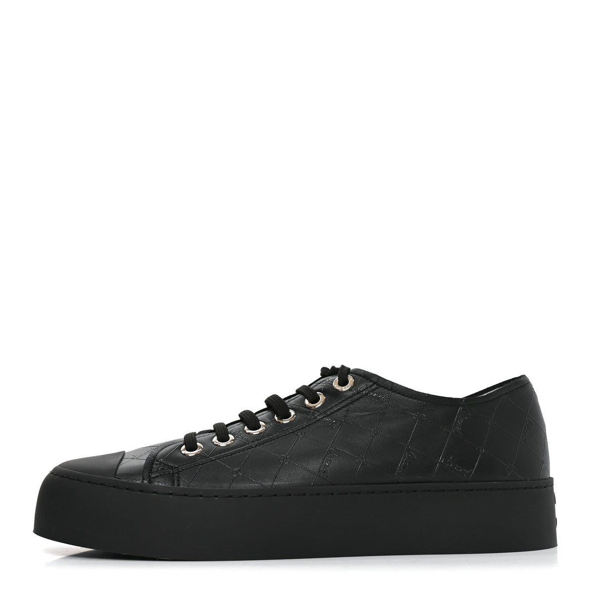Lambskin Printed Logo Sneakers 41 Black