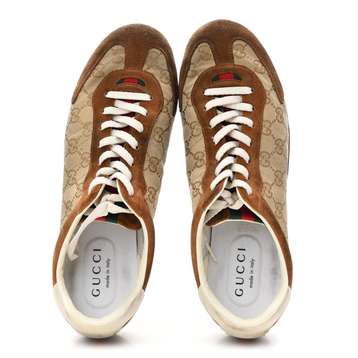 GG Monogram Suede Web Mens Shift Sneakers 10.5 Beige Brown