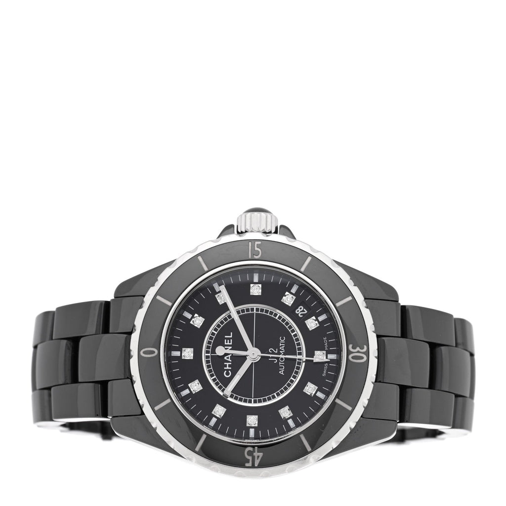 Stainless Steel Ceramic Diamond 38mm J12 Automatic Watch Black