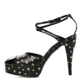 Printed Lambskin CC Platform Pumps 37.5 Black Gold