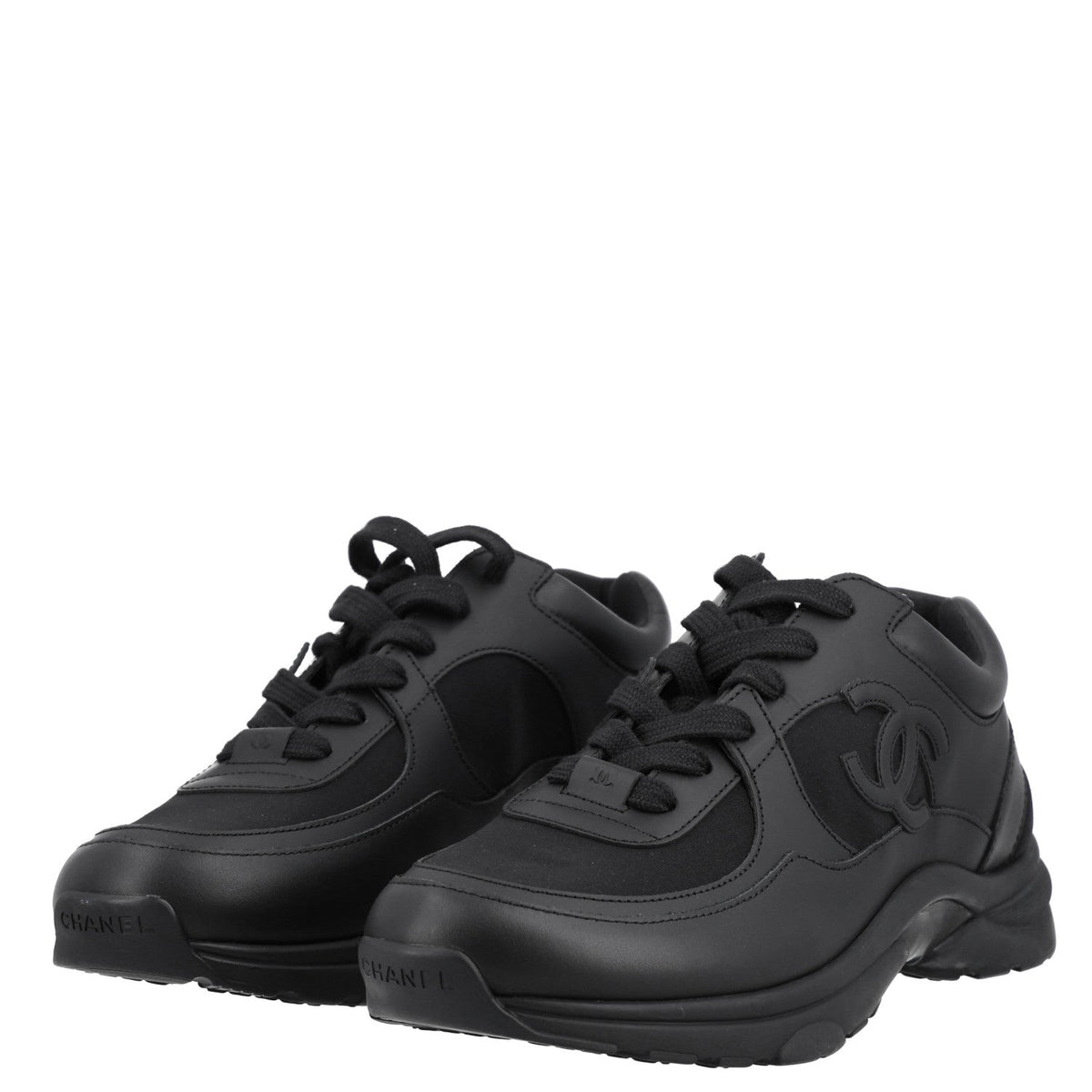 Lambskin Fabric CC Uniform Sneakers 41 Black