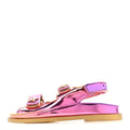 Metallic Laminated Calfskin Crystal Star CC Velcro Dad Sandals 37.5 Pink Orange Yellow