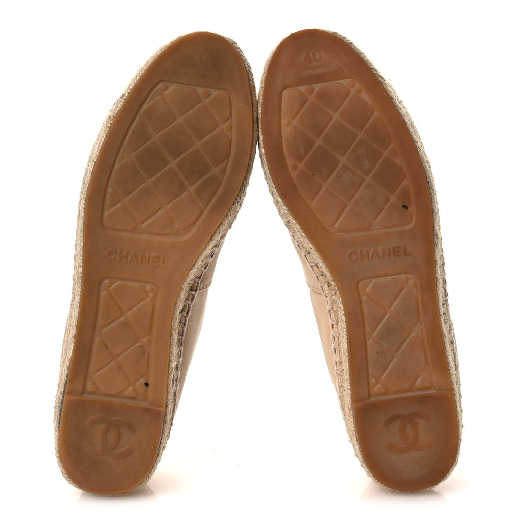 Lambskin CC Espadrilles 40 Beige Black
