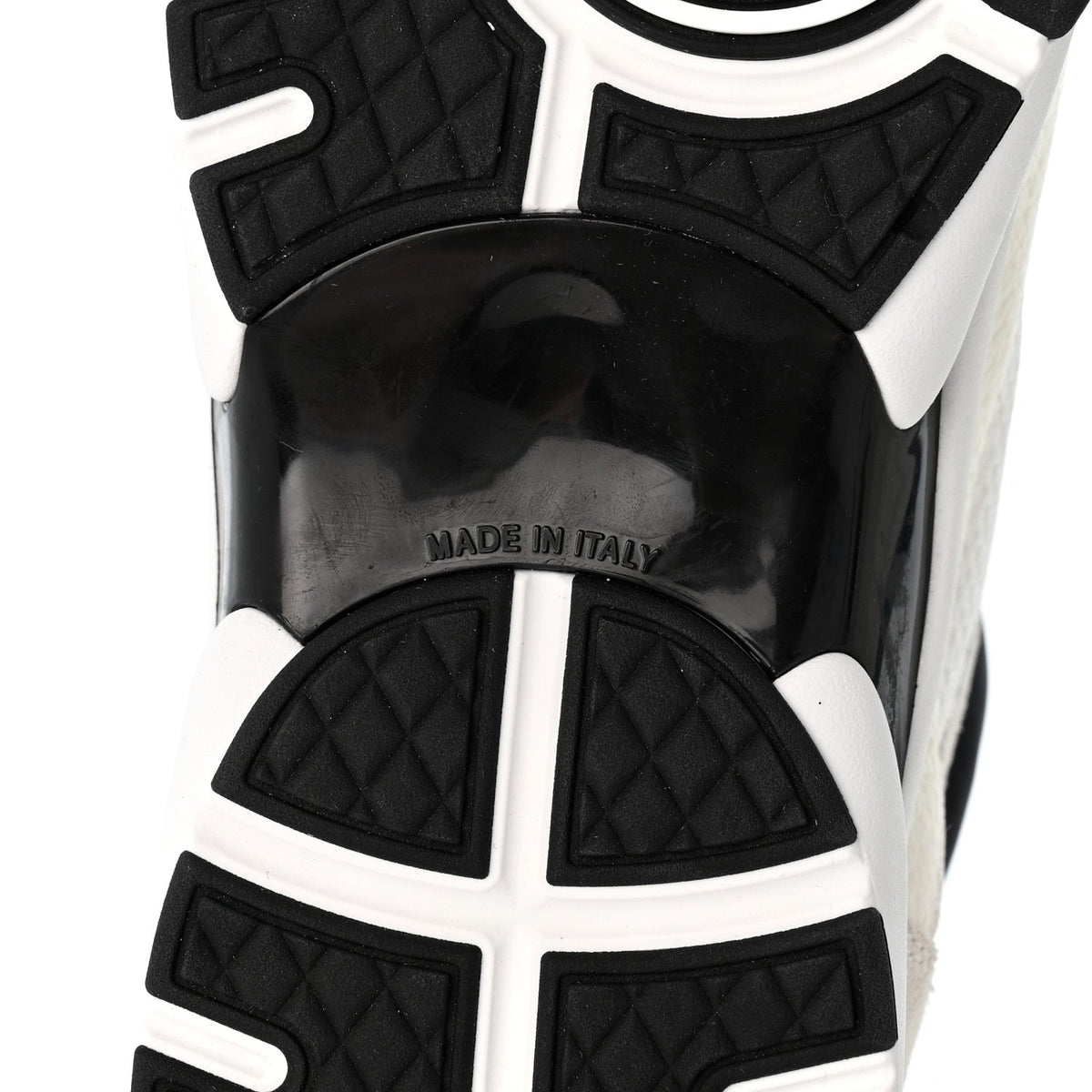 Mesh Suede Calfskin Grained Calfskin Womens CC Sneakers 37.5 White Black