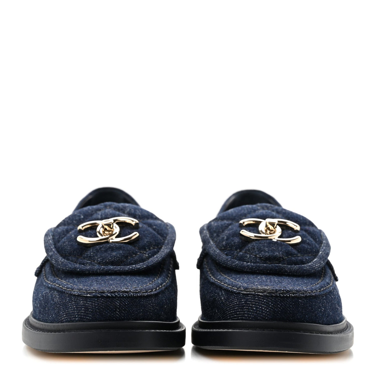 Denim CC Turnlock Loafers 36 Dark Blue