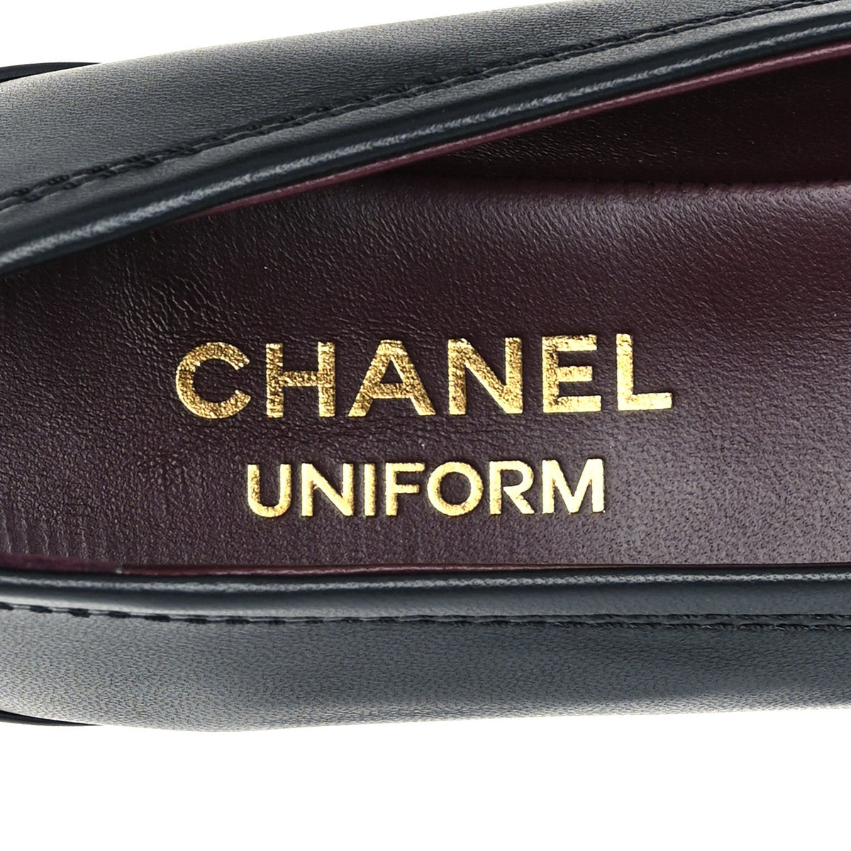 Lambskin Cap Toe CC Uniform Ballerina Flats 37 Black