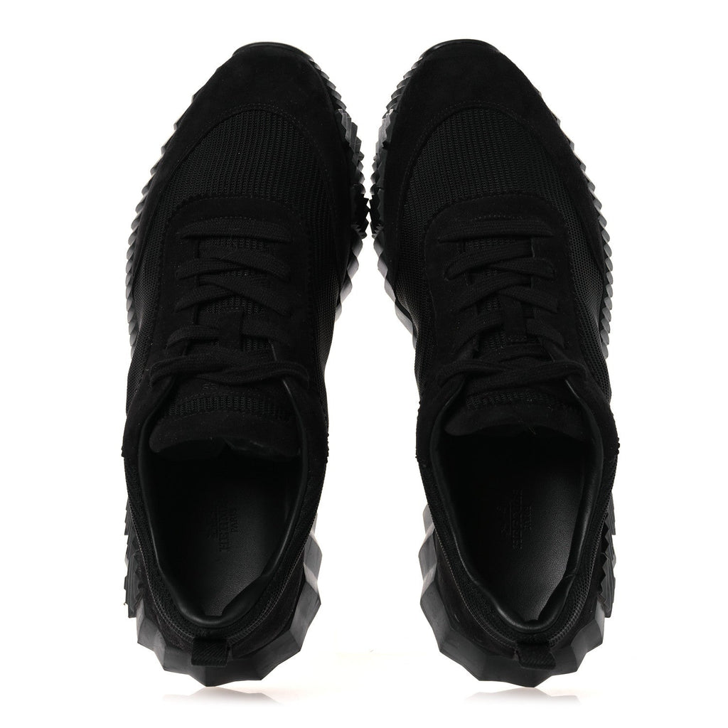 Technical Mesh Suede Goatskin Bouncing Sneakers 43 Black