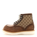 Garrett Calfskin Monogram Mens Ala Boots 10.5 Beige Ebony Cuir