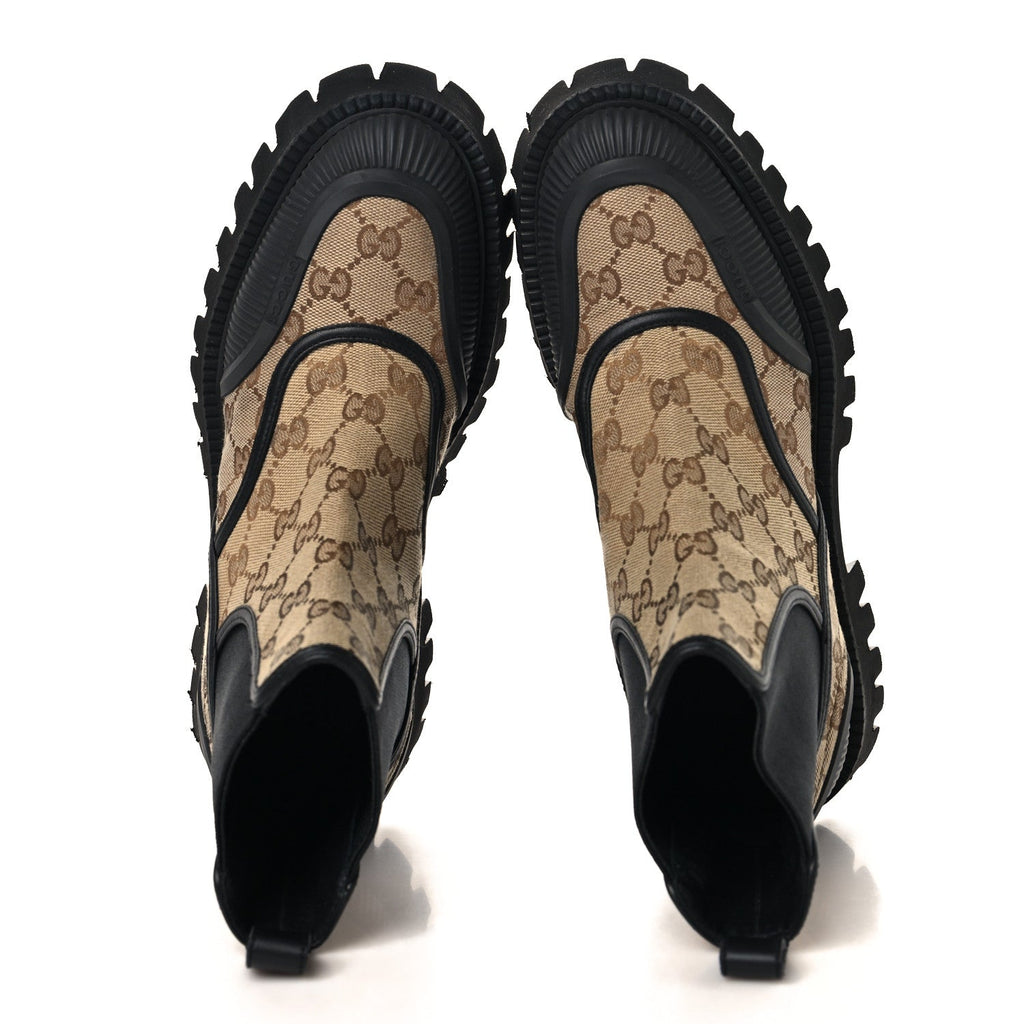 GG Supreme Monogram Ankle Booties 39 Beige Ebony Black