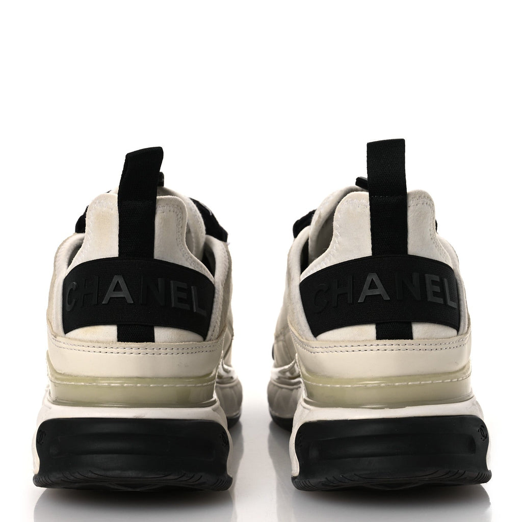 Velvet Calfskin Mixed Fibers CC Sneakers 40 Ivory Black