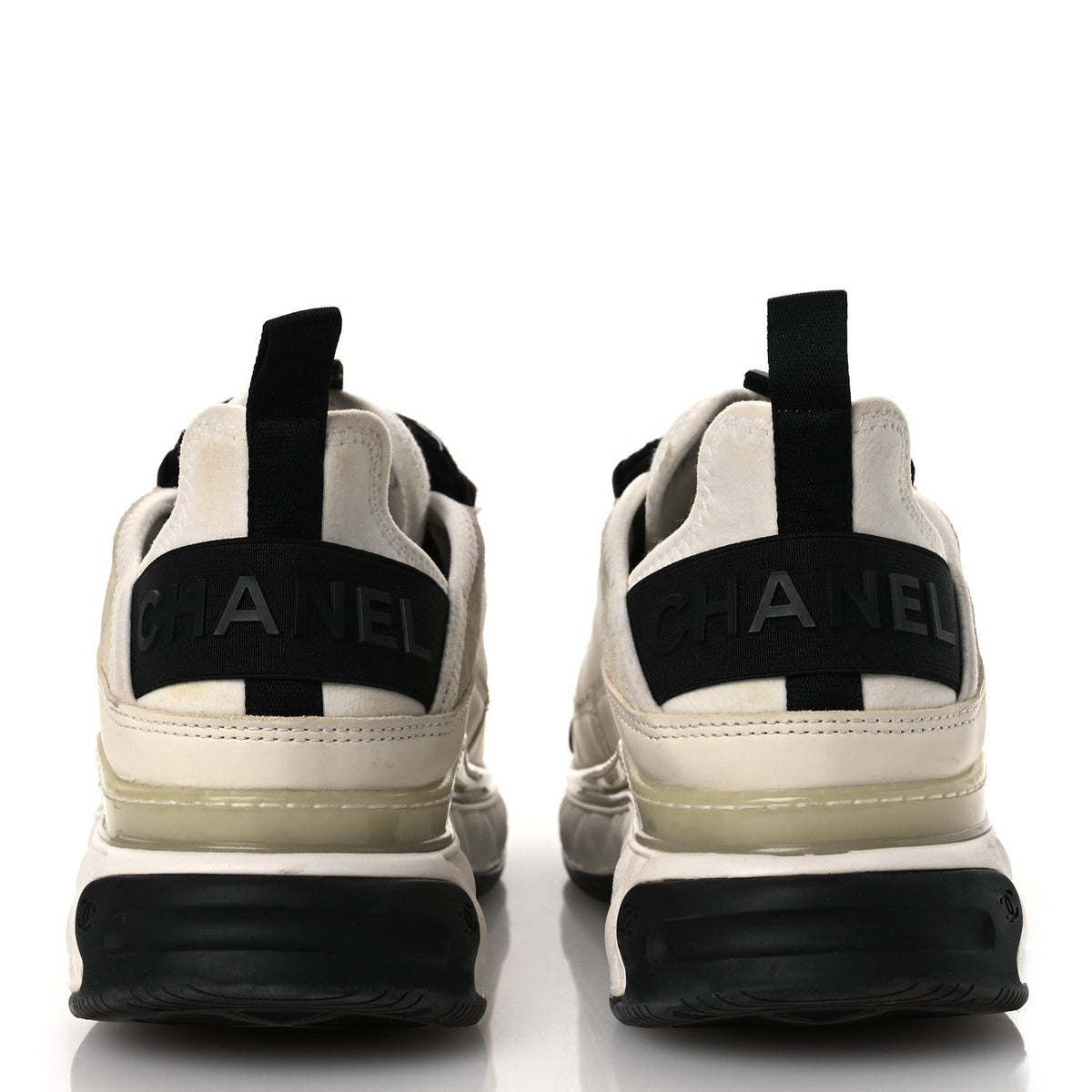 Velvet Calfskin Mixed Fibers CC Sneakers 40 Ivory Black