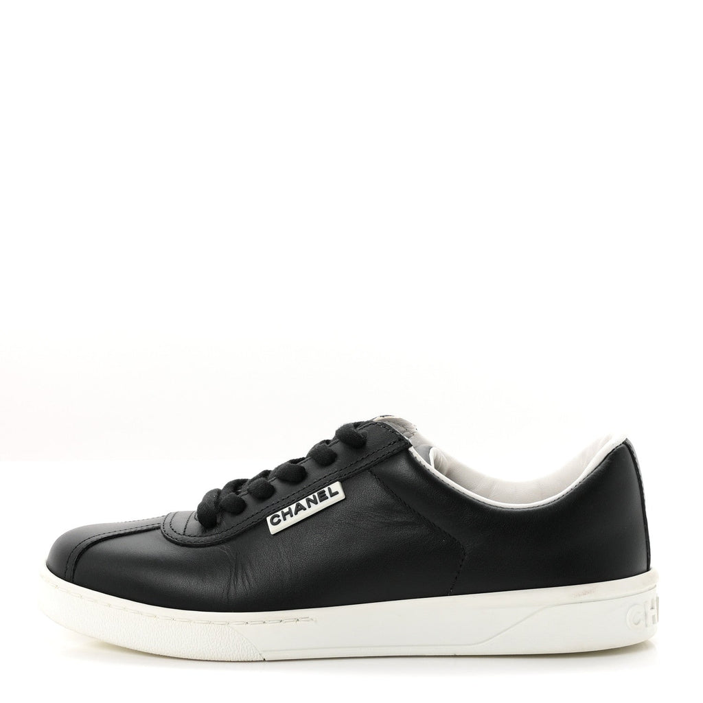 Calfskin CC Womens Uniform Sneakers 37.5 Black