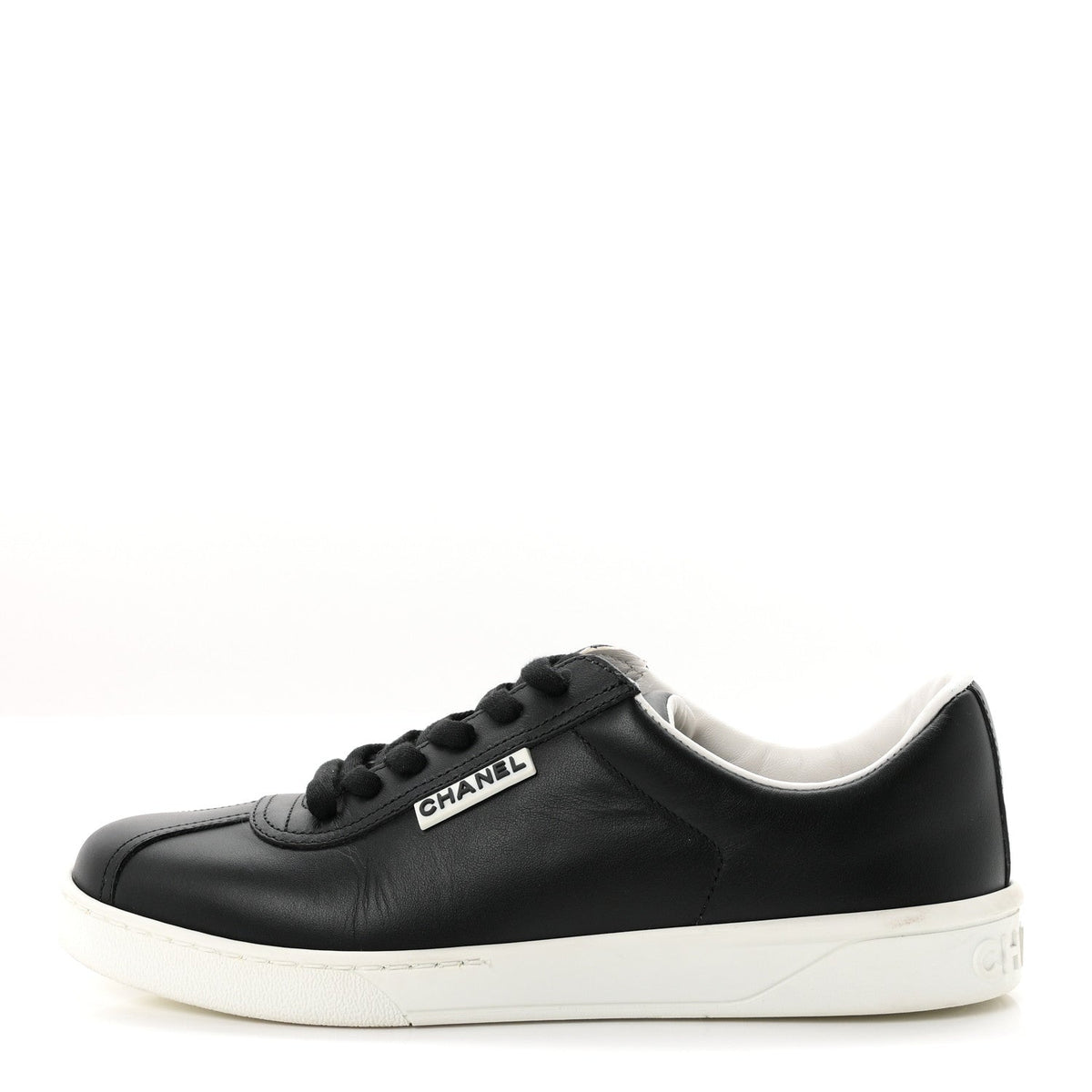 Calfskin CC Womens Uniform Sneakers 37.5 Black
