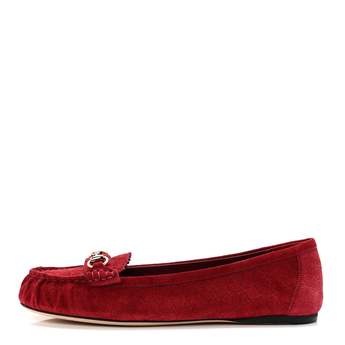 Suede Micro GG Horsebit Womens Kensington Moccasin Loafers 37 Rosso Ancora