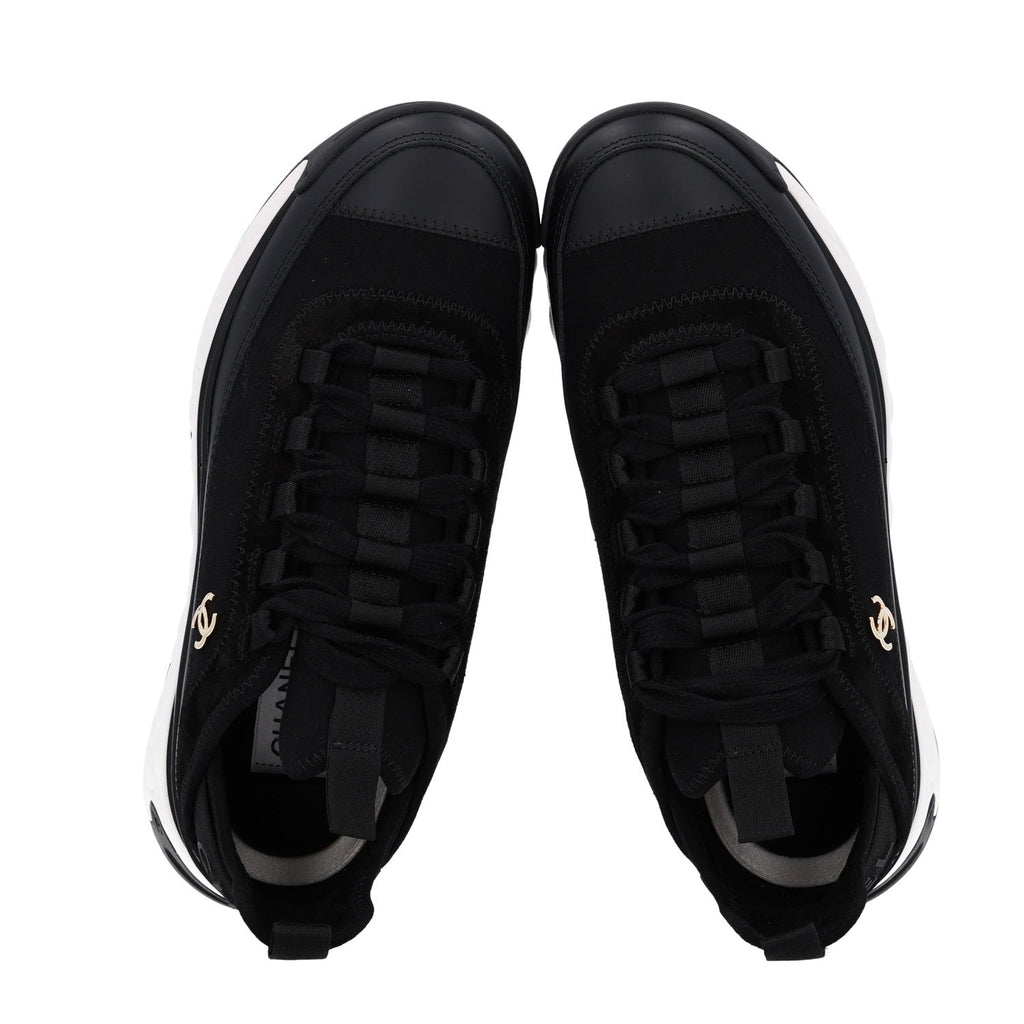 Velvet Calfskin Mixed Fibers CC Sneakers 36.5 Black