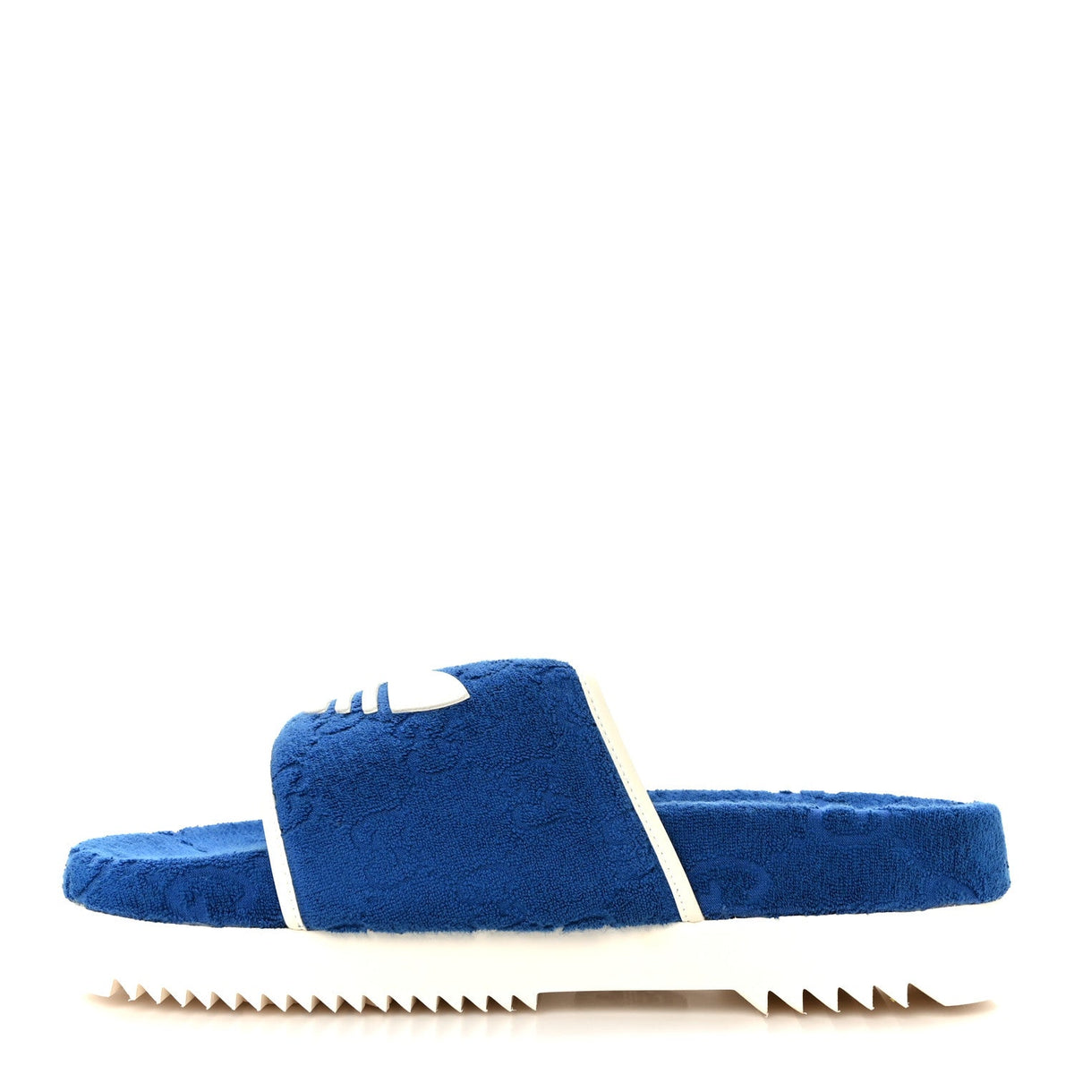 X ADIDAS Terry Cloth GG Monogram Mens Platform Sandals 11 Oriental Blue Mystic White