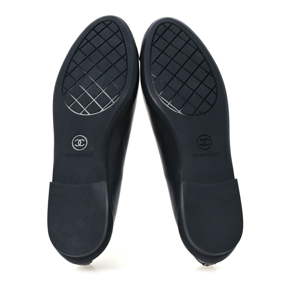 Lambskin Cap Toe CC Uniform Ballerina Flats 37 Black