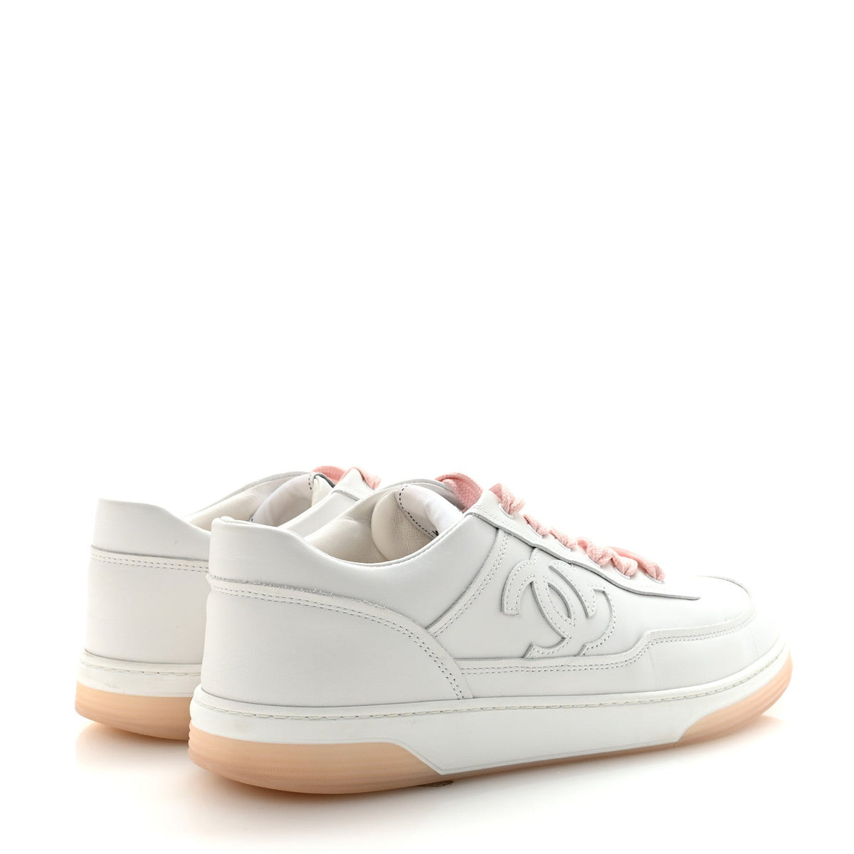 Calfskin Womens CC Sneakers 40 White Light Pink