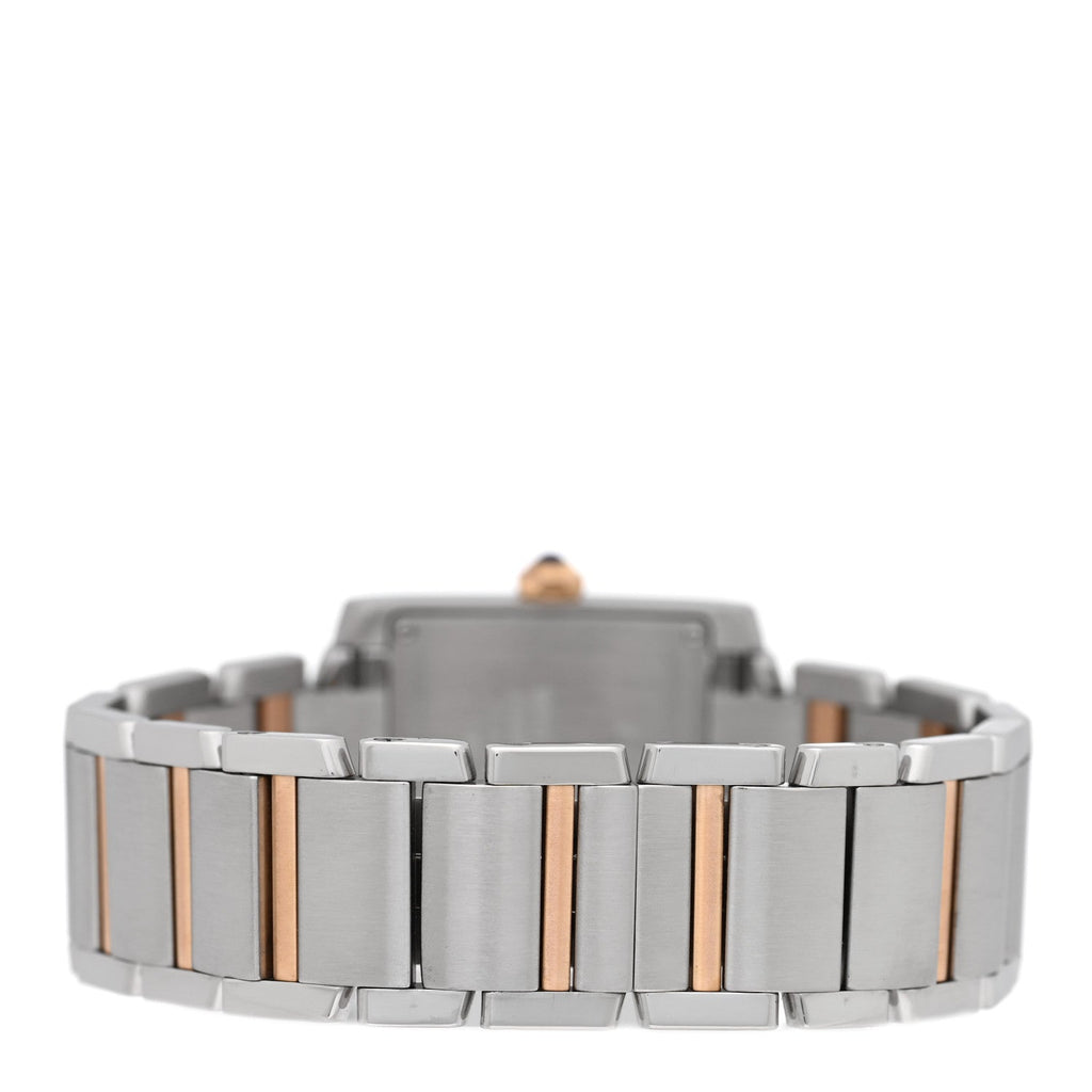 Stainless Steel 18K Pink Gold Diamond 25mm Tank Francaise Quartz Watch