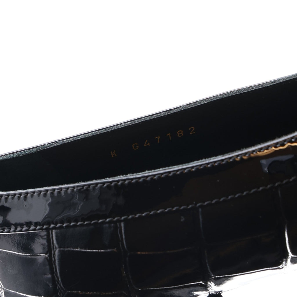 Patent Calfskin Crocodile Embossed Ballet Flats 35.5 Black