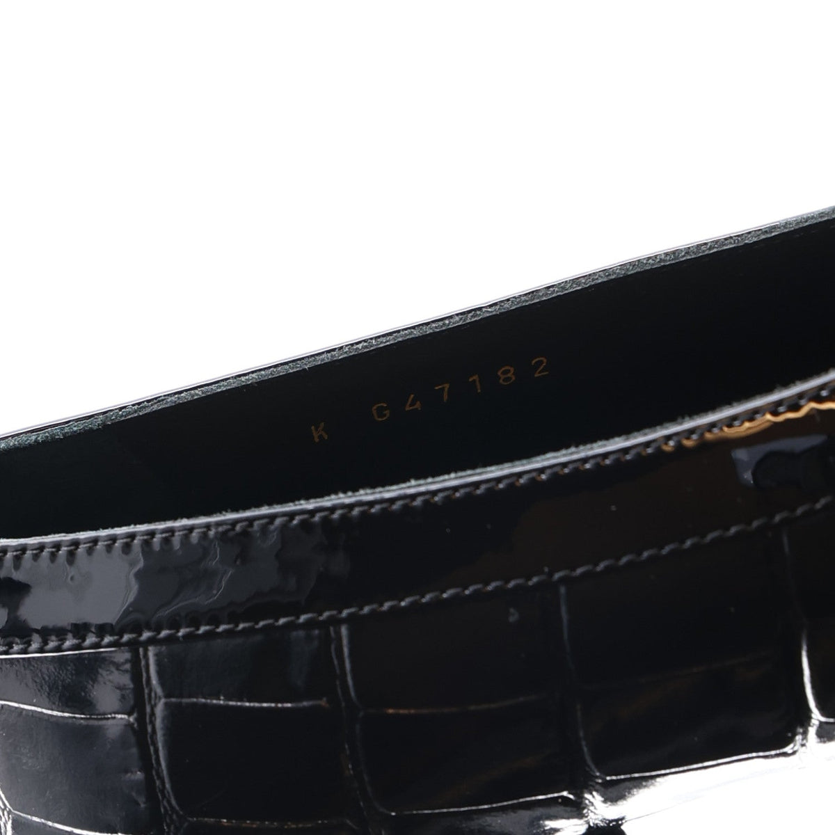Patent Calfskin Crocodile Embossed Ballet Flats 35.5 Black