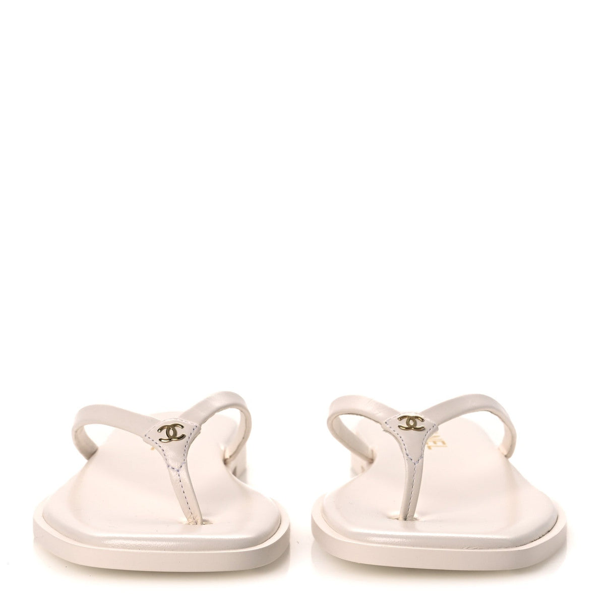 Goatskin CC Times Square Thong Sandals 38.5 Beige