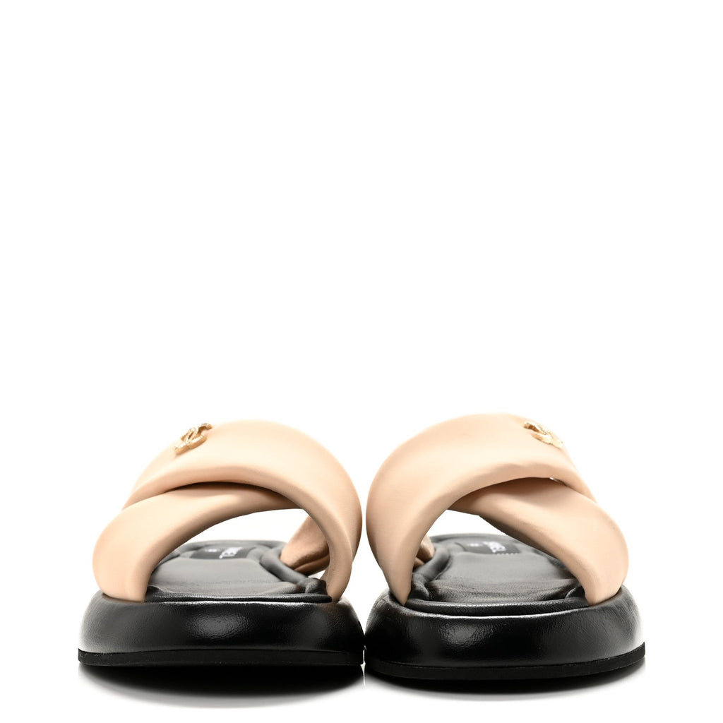 Fabric CC Mules Sandals 40 Light Beige