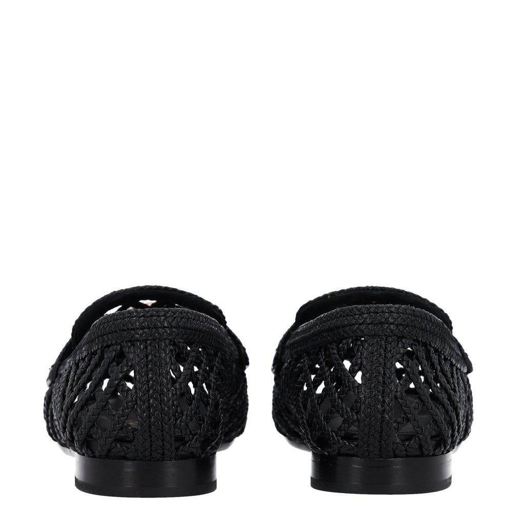 Braided Lambskin CC Mocassin Loafers 38 Black