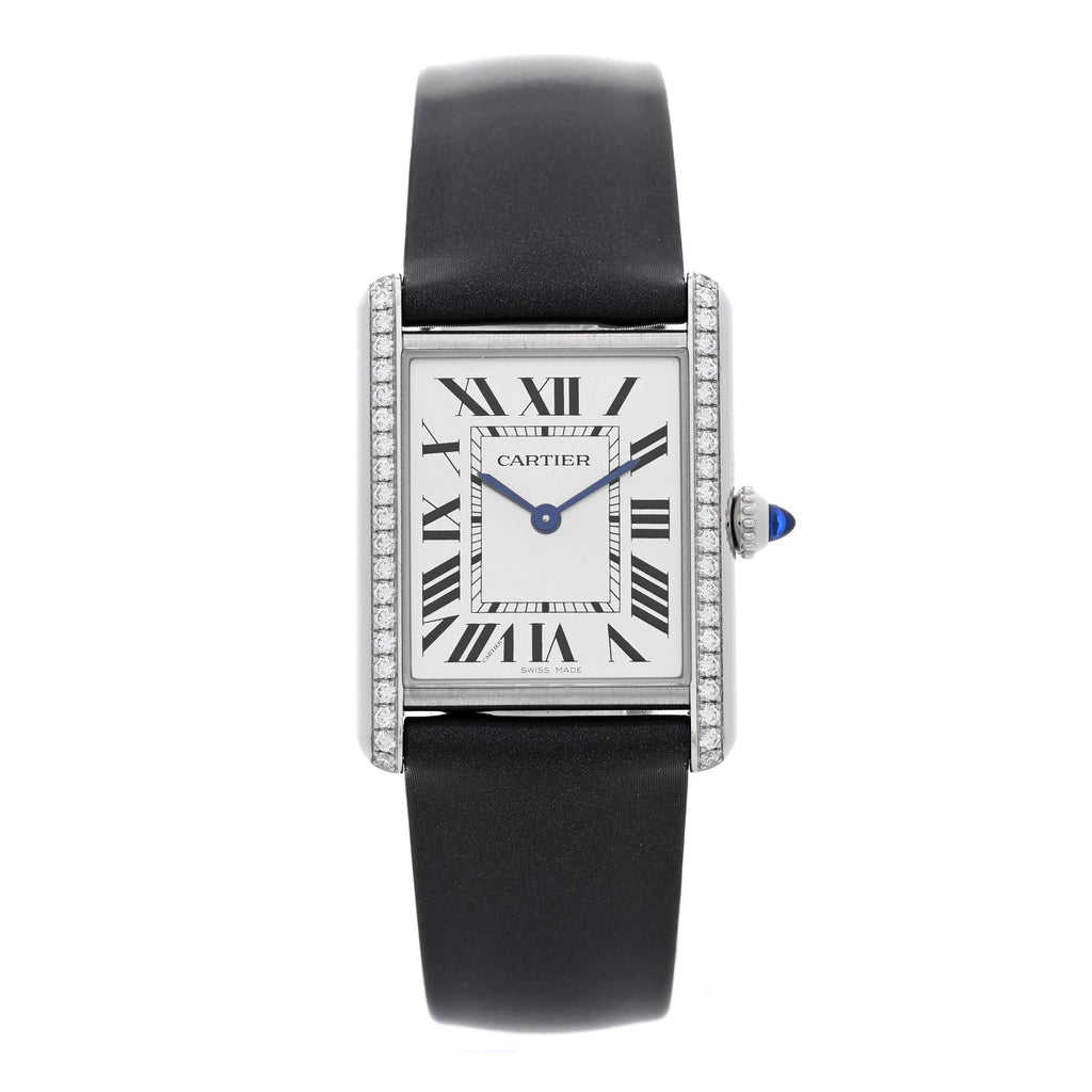 Stainless Steel Satin Diamond 25mm Must de Cartier Tank Quartz Watch