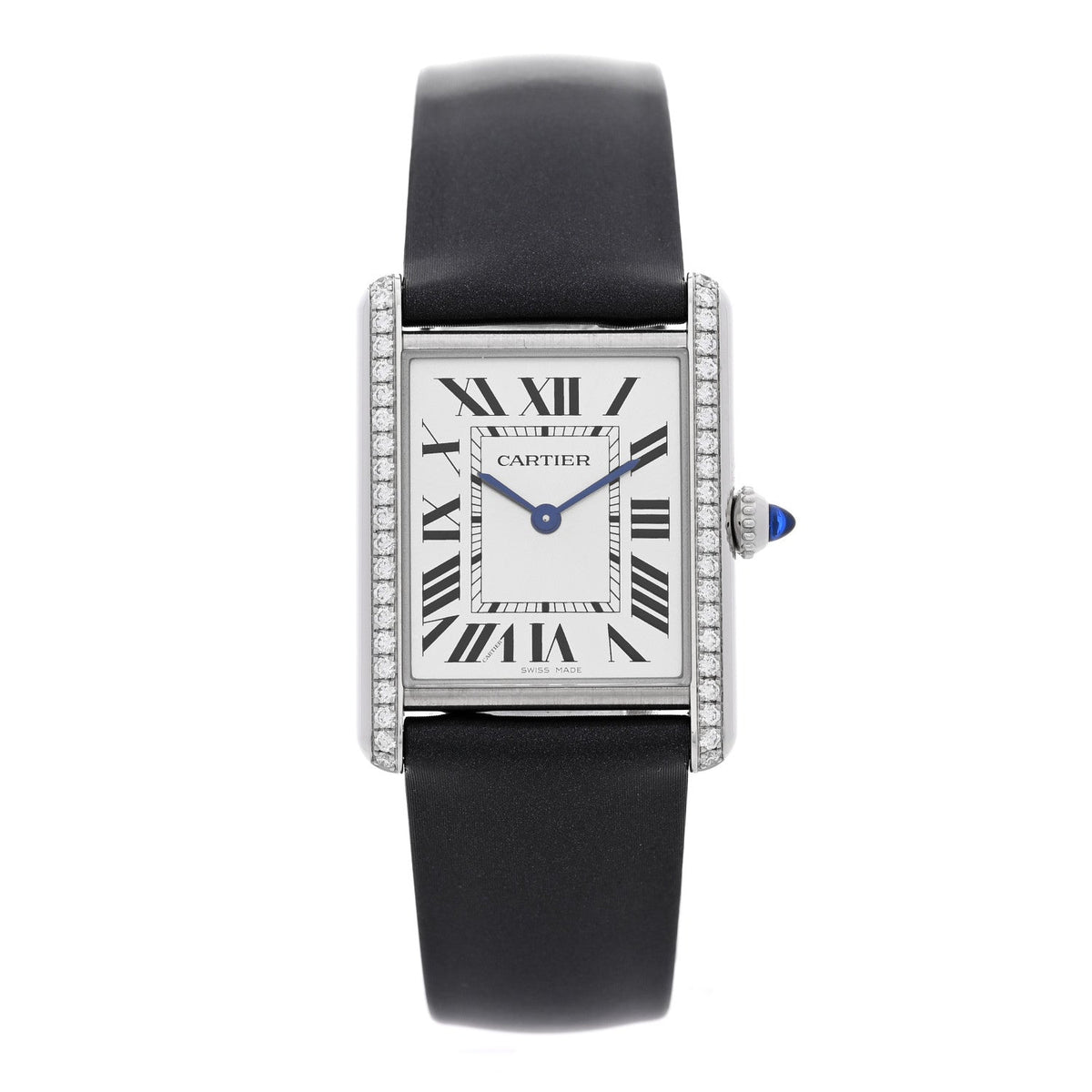 Stainless Steel Satin Diamond 25mm Must de Cartier Tank Quartz Watch