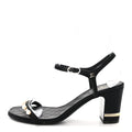 Grosgrain Pearl Chain CC Sandals 37.5 Black