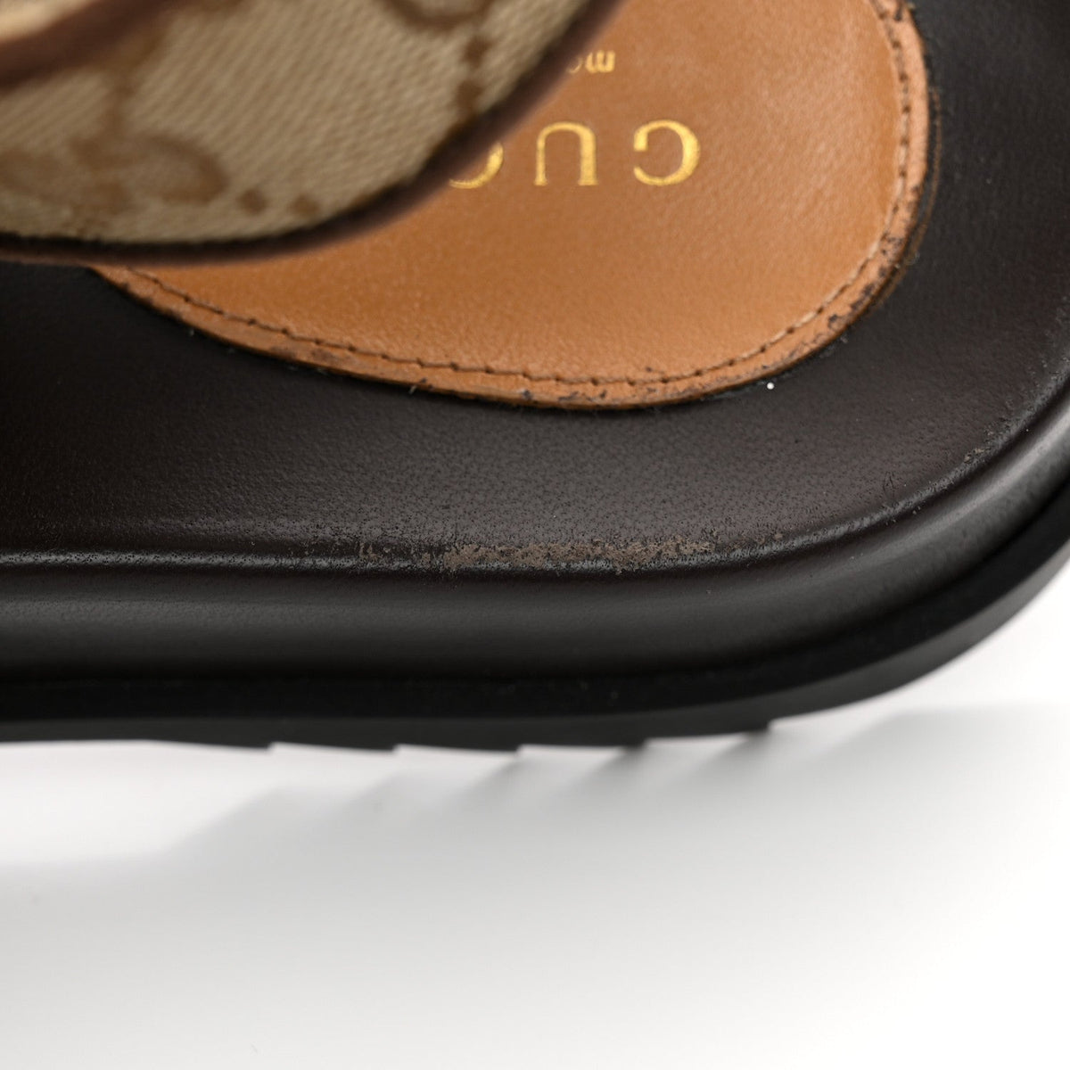 GG Monogram Lavaredo Eco Fabric Womens Slide Sandals With Straps 37 Beige Ebony Light Brown