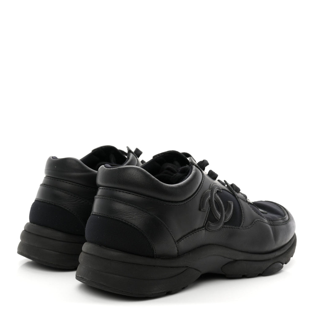 Lambskin Fabric CC Uniform Sneakers 39 Black