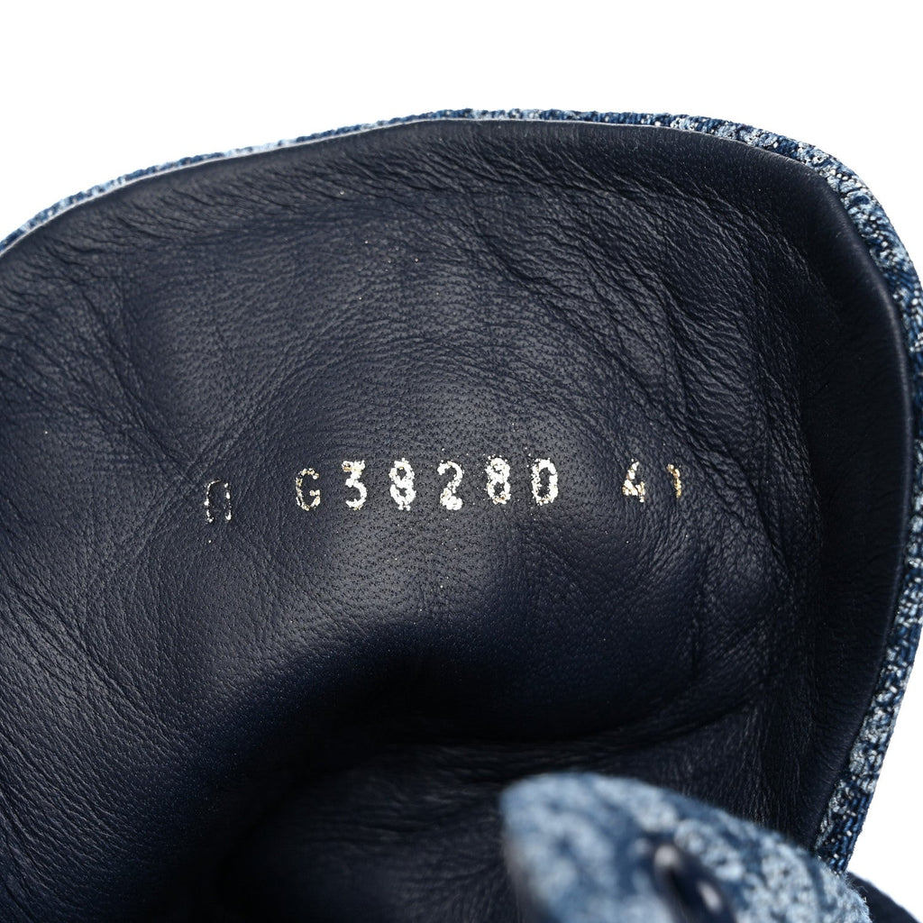 Printed Denim Quilted High Top Sneakers 41 Dark Blue