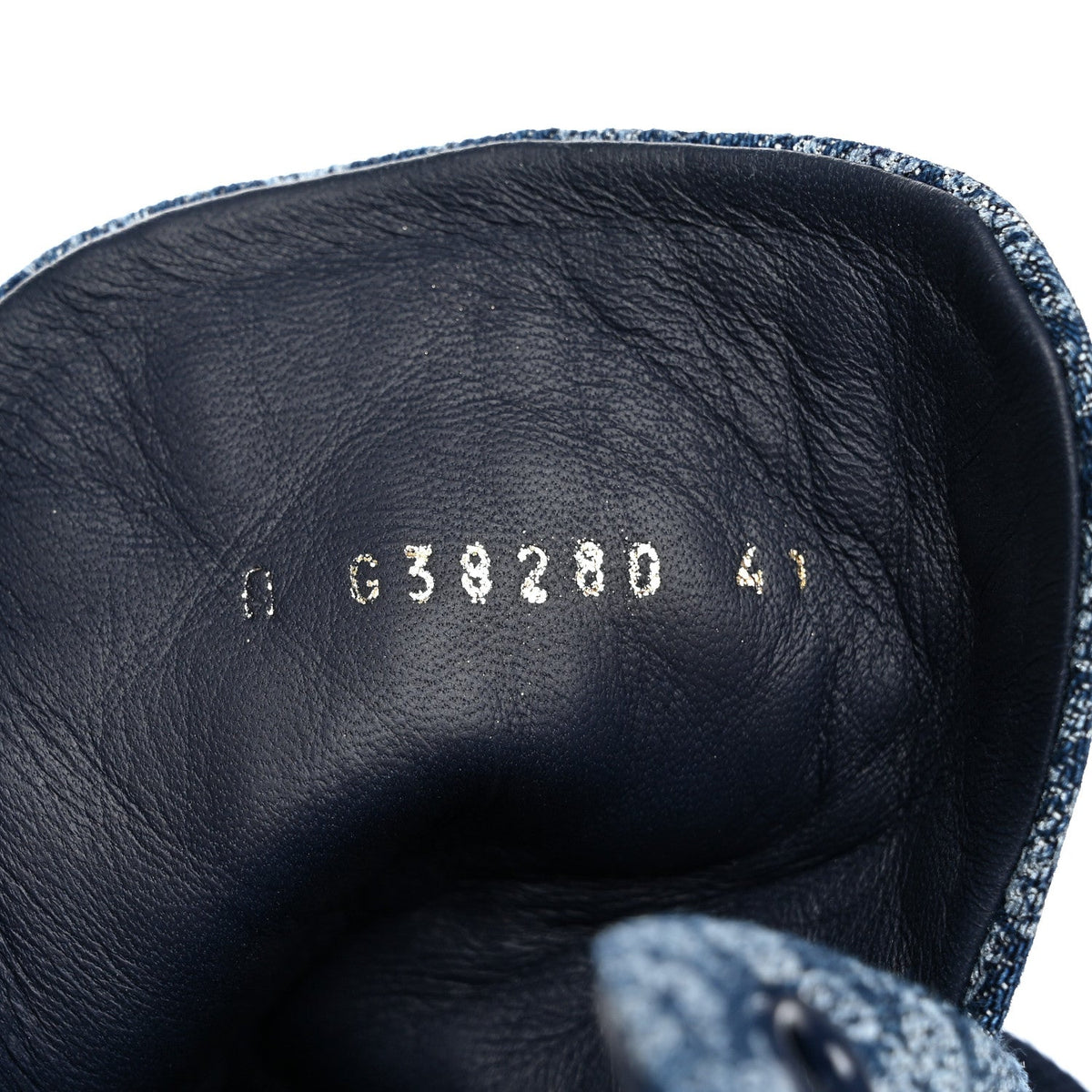 Printed Denim Quilted High Top Sneakers 41 Dark Blue