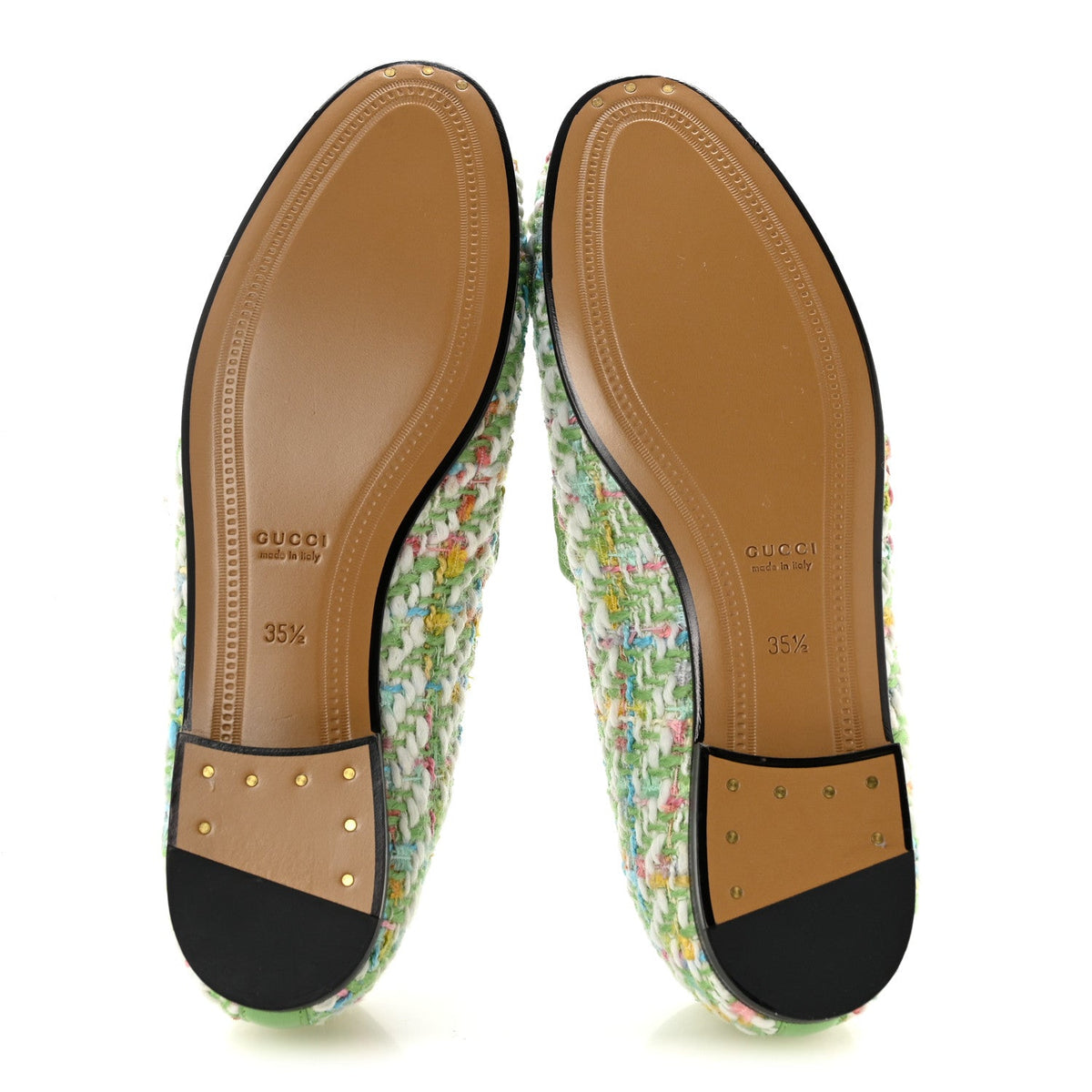 Tweed Multicolor Malaga Kid Horsebit Womens Jordaan Loafers 35.5 Green Multicolor