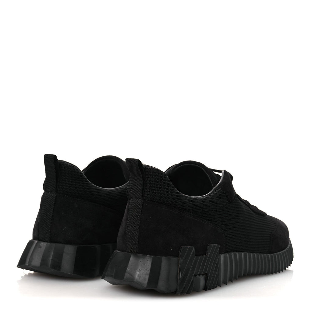Technical Mesh Suede Goatskin Bouncing Sneakers 43 Black